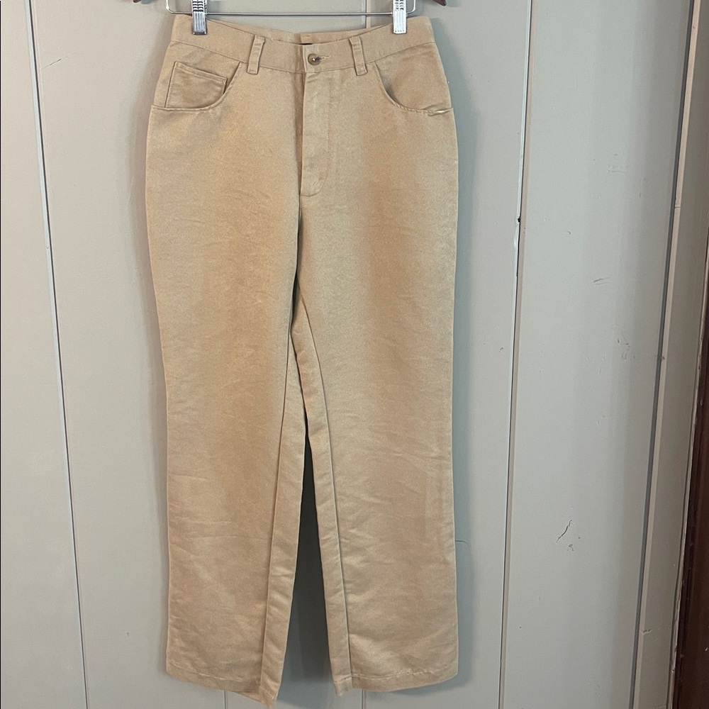 Lee Pants Tan Camel Faux Suede Velour Minimalist Neutral Western Cowgirl Boho
